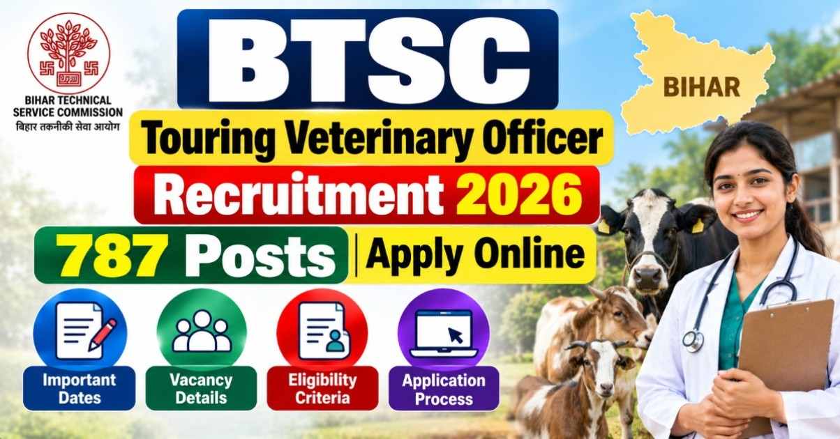 BTSC Touring Veterinary Officer Recruitment 2026: 787 Posts Apply Online.